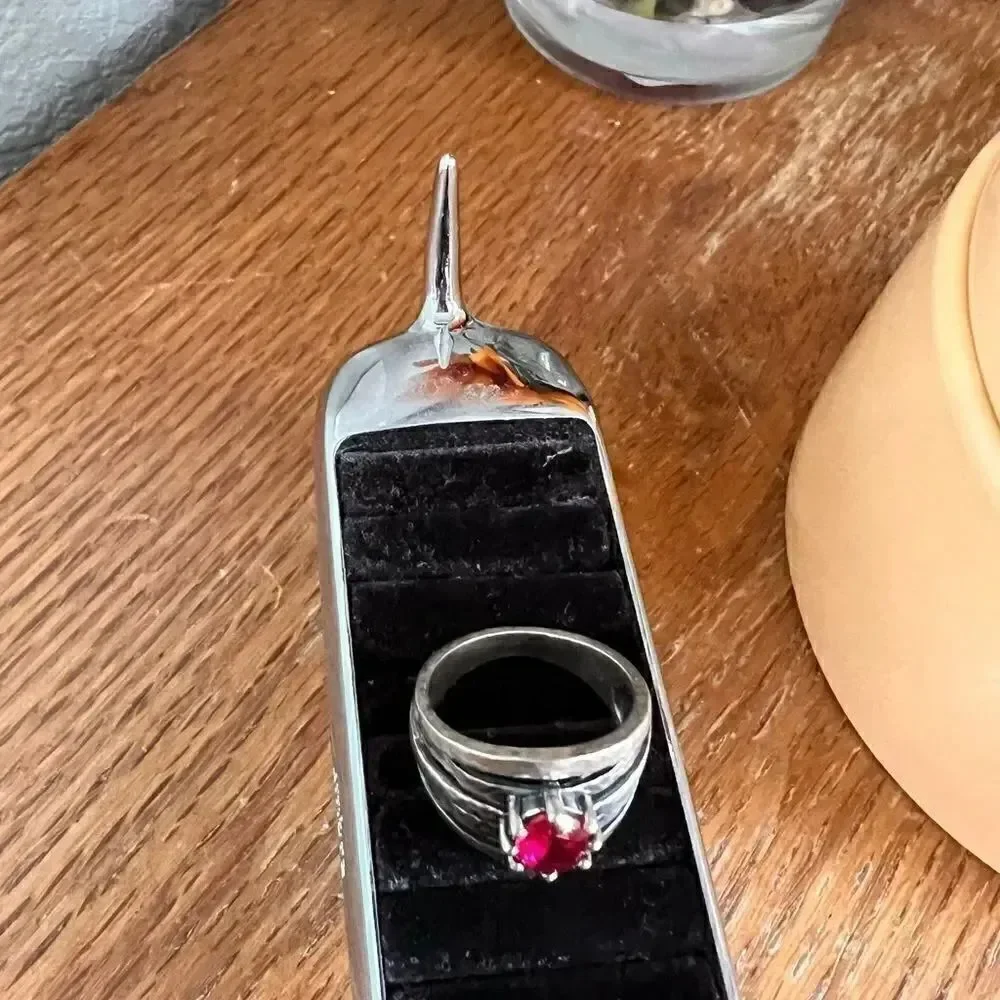 EUC Silver and Red Size 8 Ring